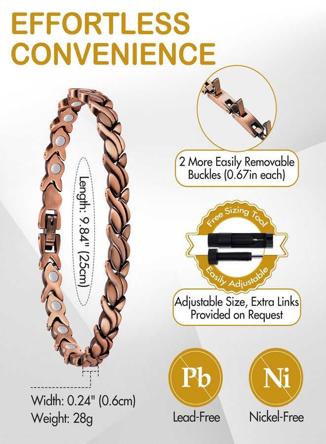 Feraco Copper Ankle Bracelet for Women, 99.99% Pure Copper Magnetic Anklet with 3500 Gauss Neodymium Magnet, Adjustable Jewelry (Fishtail) - Image 4